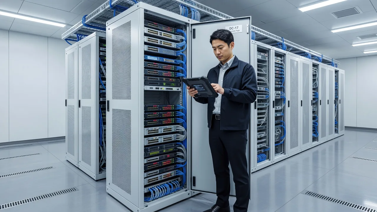 ネットワーク機器の作業を行うエンジニア